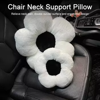 Подушка для подголовника автомобиля, стильная мягкая и белая, черная, поддерживающая подушка для шеи с цветком для белый