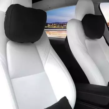 Подушка для подголовника сиденья Подушка для поддержки шеи с невидимым ремнем Дышащая износостойкая Простая в установке подушка для подголовника для Tesla Model 3/Y 29 чёрный
