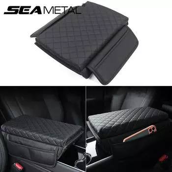 Подушка для подлокотника автомобиля из SEAMETAL, мягкая подушка из пены с эффектом памяти, подлокотник для центральной консоли с карманами для хранения Without Side Pocket чёрный