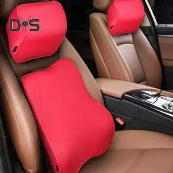 Подушка для поясничной поддержки, 2 шт./компл., эргономичная хлопковая подушка с эффектом памяти, подушка для спинки сиденья чёрный/красный