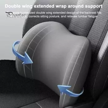 Подушка для поясничной поддержки подголовника автомобиля Эргономичный дизайн Простая установка Индивидуальная подгонка под поясничную поддержку автомобиля с регулируемыми ремнями Headrest чёрный