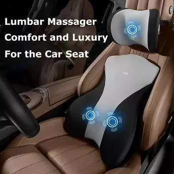 Подушка для поясничной поддержки с электрической вибрацией из пены с эффектом памяти, задняя подушка для автомобиля, офисного стула, игрового кресла, инвалидной коляски чёрный/серый