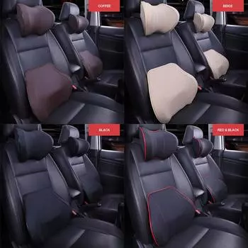 Подушка для поясницы, подголовник сиденья, подголовник для шеи, автоматическая подушка для талии, подушка для стайлинга автомобиля, память пространства, подголовник для шеи Pillow(Black Red)