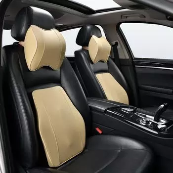 Подушка для поясницы в автомобиль из пеноматериала с эффектом памяти и износостойкой кожаной поддержкой подголовника для любого сезона. Mesh type, Small headrest