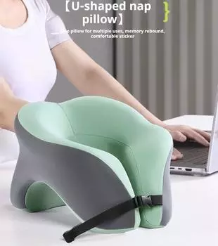 Подушка для путешествий 2 в 1 лицом вниз с охлаждающим гелем и пеной с эффектом памяти Подушка для лица для расслабления рук Сон на столе во время обеденного перерыва 29x19x12cm розовый