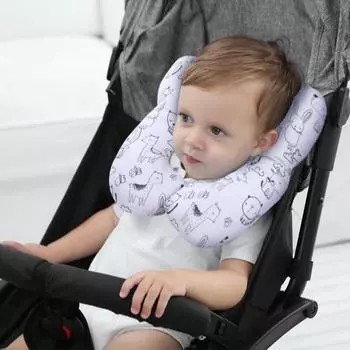 Подушка для путешествий с изображением ребенка в виде мультфильма, детская U-образная подушка для путешествий из хлопка, мягкая, многофункциональная подушка для детской коляски