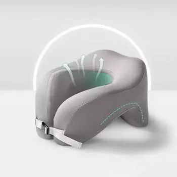 Подушка для путешествий U-образная из чистой пены с эффектом памяти, подушка для шеи в самолете, офисе, для сна, поддержки шеи и головы во время сна в полете серый