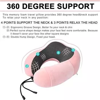 Подушка для путешествий U-образная подушка для шеи шейный отдел позвоночника самолетная подушка поддержка дорожные принадлежности для путешествий отдых машина поезд дом розовый