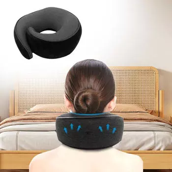 Подушка для путешествий в самолете, эргономичная, воздухопроницаемая, поддержка шеи для путешествий Black
