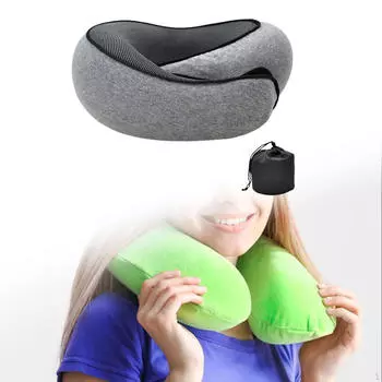 Подушка для путешествий в самолете, подголовник, съемный чехол, удобная поддержка шеи, подголовник для серый