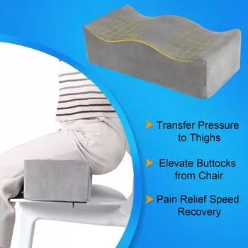 Подушка для ягодиц Hip Levage Coussin Memory Foam Butt Lift, поддерживающая подушка для ног, для восстановления после операции на бедре, съемный моющийся чехол, нескользящая нижняя часть, поддерживающая ногу чёрный