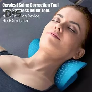 Подушка для растяжки шеи Устройство для вытяжения шейного отдела позвоночника Коррекция эргономичного дизайна Дышащая подушка для коррекции горба на шее розовый
