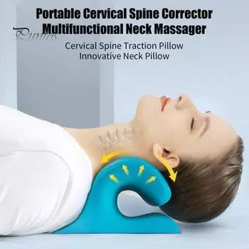 Подушка для растяжки шеи Устройство для вытяжения шейного отдела позвоночника Коррекция эргономичного дизайна Дышащая подушка для коррекции горба на шее розовый
