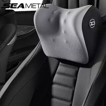 Подушка для шеи автомобиля из пены с эффектом памяти SEAMETAL, защитная дышащая подушка для подголовника автомобиля, снимающая стресс, подушка для сиденья Headrest серый