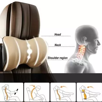Подушка для шеи автомобиля из пены с эффектом памяти, защитная подушка для поясницы, дышащая подушка для подголовника автомобиля, подушка для снятия стресса, подушка для автокресла