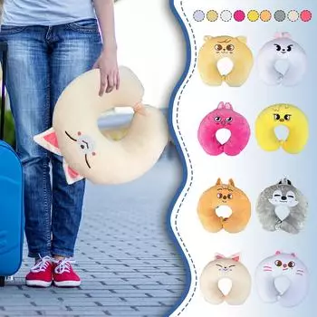 Подушка для шеи автомобиля, подголовник автомобильного сиденья с милым мультфильмом, мягкая удобная подушка для шеи для автомобиля One Size