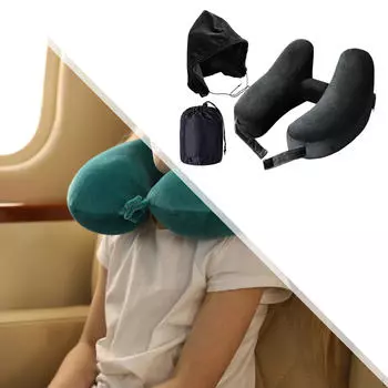 Подушка для шеи для комфорта во время путешествий в машине и самолете black