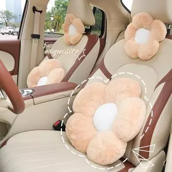 Подушка для шеи и подголовника из искусственного меха кролика в машину - удобный и стильный аксессуар для салона автомобиля headrest