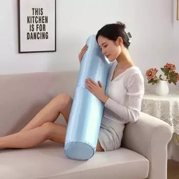 Подушка для шеи и шейного отдела 60/80/100/120 см, длинная подушка для тела, подголовник, наволочка из ледяного шелка, однотонная, цилиндрическая, со съемным сердечником 60X15CM