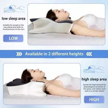 Подушка для шеи и шейного отдела Эргономичные подушки из пены с эффектом памяти Подушка для поддержки шеи для спящих на плечах и боку на спине на животе серый