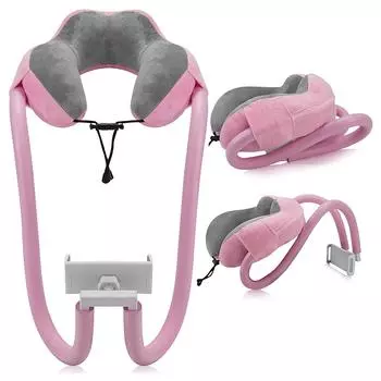 Подушка для шеи и шейного отдела позвоночника, подставка для планшета и компьютера, U-образная подушка с держателем для мобильного телефона, подушка для ленивого сна, пена с эффектом памяти розовый