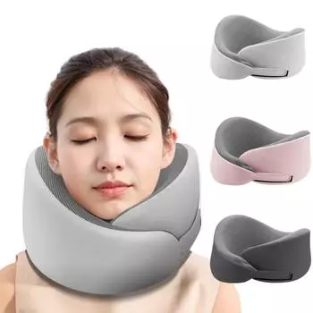 Подушка для шеи из губки с эффектом памяти, регулируемый размер, U-образная подушка для шеи, портативная подушка для сна, для путешествий, работы, защиты шейного позвонка светло-серый
