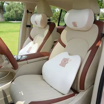 Подушка для шеи из пеноматериала с эффектом памяти в виде милого медведя-тюльпана для подголовника автомобиля – подушка для талии с рисунком мультфильма, мягкая и удобная. Tulip Bunny Front Row