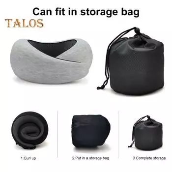 Подушка для шеи из пены с эффектом памяти и регулируемой лентой-застежкой. Дышащая, впитывающая пот, U-образная подушка для поддержки шеи. темно-синий