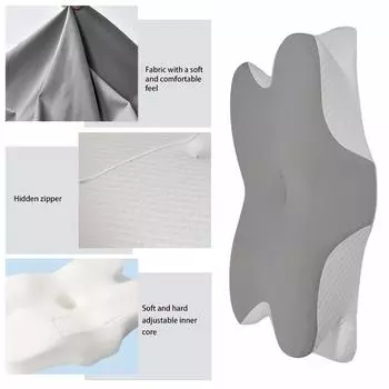 Подушка для шеи из пены с эффектом памяти, эргономичный дизайн, ортопедическая подушка для шеи, поддержка шеи, облегчение боли, подушки для сна светло-серый