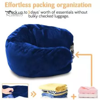 Подушка для шеи Компактная многоразовая подушка для путешествий Регулируемая удобная подушка для поддержки шеи для улицы синий