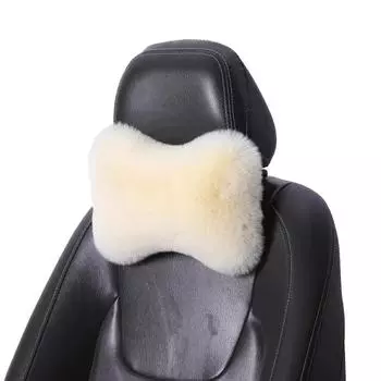 Подушка для шеи на автомобильное сиденье, зимняя плюшевая подушка для головы в машину, плюшевая универсальная теплая подушка для подголовника, аксессуары для автомобиля серый