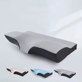 Подушка для шеи с эффектом памяти и медленным отскоком, хлопковая подушка против храпа, специальная эргономичная подушка-бабочка для шейного отдела синий