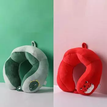 Подушка для шеи с изображением животных из мультфильмов, дизайн горба, полипропиленовый хлопок с фланелевой накладкой, детская плюшевая U-образная подушка для шеи, автомобиля и дома коричневый