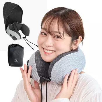 Подушка для шеи с капюшоном и воздушным насосом 4 SPRING, дорожная подушка, обеспечивает конфиденциальность, комфортную среду для сна, легкую и компактную [Официальный] [Запатентованный тип] темно-серого