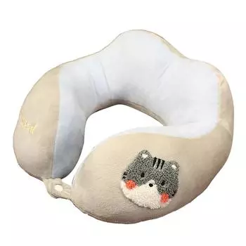 Подушка для шеи с милым животным, высокая устойчивость, U-образный подголовник, подушка для самолета, для путешествий, офиса, кошки About 30x30cm/11.8x11.8in