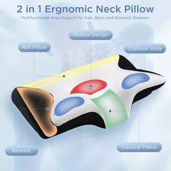 Подушка для шеи с поддержкой головы и шеи, подушка для шеи из пены с эффектом памяти для сна на боку и спине, подарок чёрный