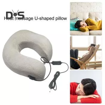 Подушка для шеи с подогревом, USB-вибрационный массаж, пена с эффектом памяти, U-образная подушка, подушка для сна, для боли в шее красный