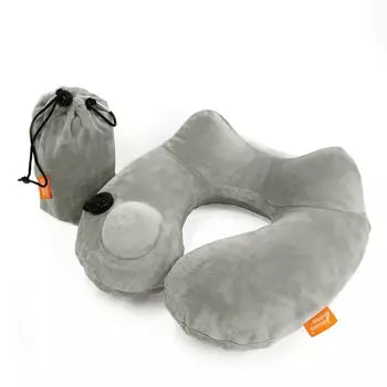 Подушка для шеи Vanguard Air Pillow Travel Pump Type Регулируемый по высоте подголовник В комплекте Компактный чехол для хранения В комплекте Удобные товары для путешествий в самолете серый