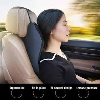 Подушка для шеи в автомобиль, подголовник для автомобильного сиденья, массажная подушка с эффектом памяти, подголовник, регулируемая 3D-подушка для головы, автомобильный стиль чёрный