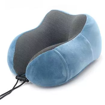 Подушка для шеи в самолете с сумкой для хранения пены с эффектом памяти U-образная тканевая подушка для шеи темно серый