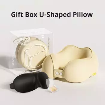 Подушка для шеи в самолете, шейный позвонок, портативная, для кемпинга на открытом воздухе, U-образная, с сумкой для хранения, для путешествий 25x25x12cm бежевый