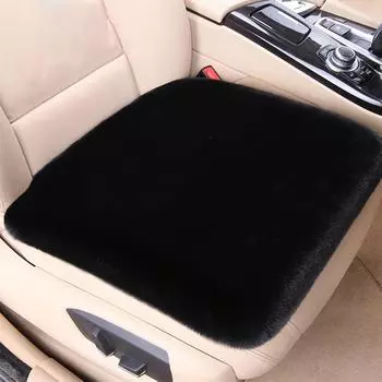 Подушка для сиденья автомобиля из искусственного меха кролика для главного водителя с нескользящей пряжкой снизу, универсальная для автомобиля, грузовика, фургона, внедорожника, офисного кресла Artificial Plush&Four Seasons&1
