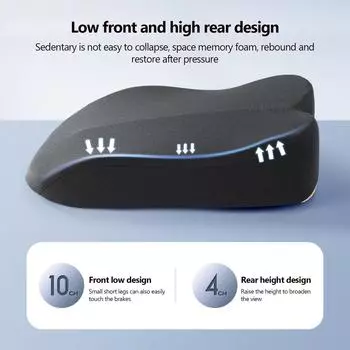 Подушка для сиденья автомобиля с эффектом памяти, защитный чехол для сиденья с регулируемой высотой, коврики для взрослых, подушки для сиденья автомобиля для невысоких людей чёрный