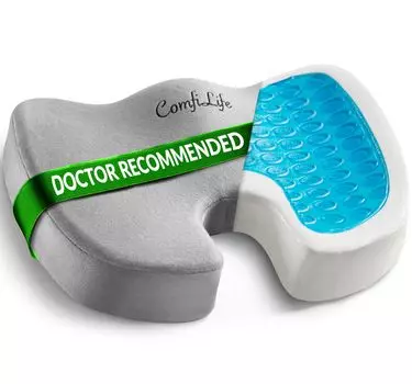 Подушка для сиденья ComfiLife Gel Reinforced Orthopedic Foam Coccyx Cushion Distressing Thinbone Office Chair Car Seat Cushion Pain Relief - Anti-Slip серый