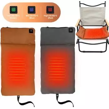 Подушка для сиденья для кемпинга на открытом воздухе с подогревом, USB-источник питания, 3 уровня, зимняя подушка для сиденья на открытом воздухе, водонепроницаемая подушка для сиденья с подогревом серый