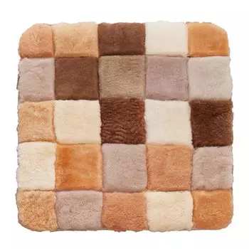 Подушка для сиденья из овчины Hagiwara, коричневая, 40 x 40 см, шерстяная, теплая, пэчворк, прибл.. YDC18420 коричневый