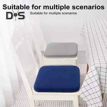 Подушка для сиденья из пеноматериала с эффектом памяти и завязками, медленный отскок, нескользящий моющийся чехол Fours Seasons, эластичный квадратный коврик для сидения в автомобиль, домашний офис Small светло-синий