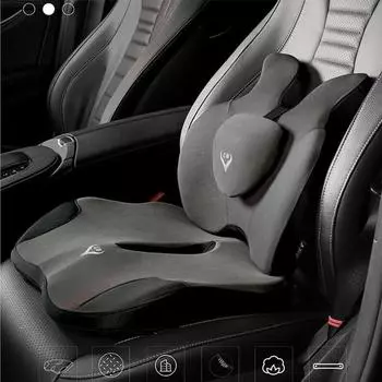 Подушка для сиденья из пены с эффектом памяти, набор подушек для поддержки талии и спины, ортопедический эргономичный рельеф копчика, поясничная подушка для офисного кресла, автомобиля оранжевый