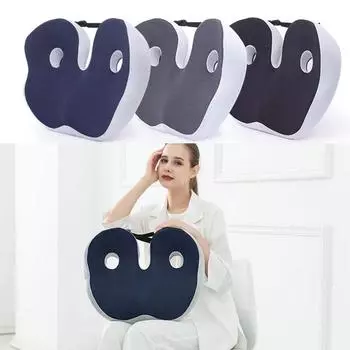 Подушка для сиденья из пены с эффектом памяти, U-образная подушка для облегчения боли в копчике, подушка для массажного кресла, коврик для сиденья для офисных работников и водителей автомобилей чёрный