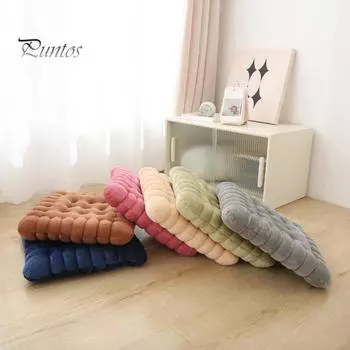 Подушка для сиденья круглая и квадратная в форме печенья утолщенная поддерживающая многофункциональная декоративная подушка для спальни гостиной офиса Square бежевый